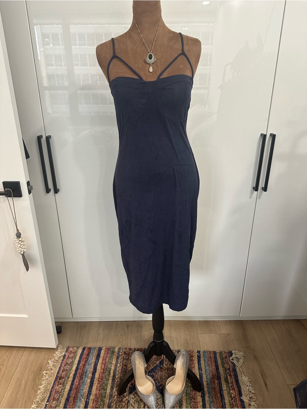 Fashion Nova Navy Strappy Midi Dress